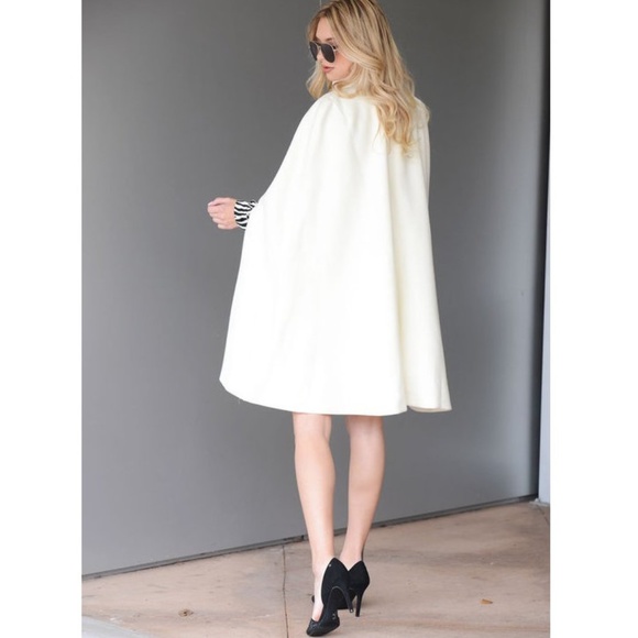 NEW Ivory White Swing Cape Coat Jacket - Picture 4 of 4